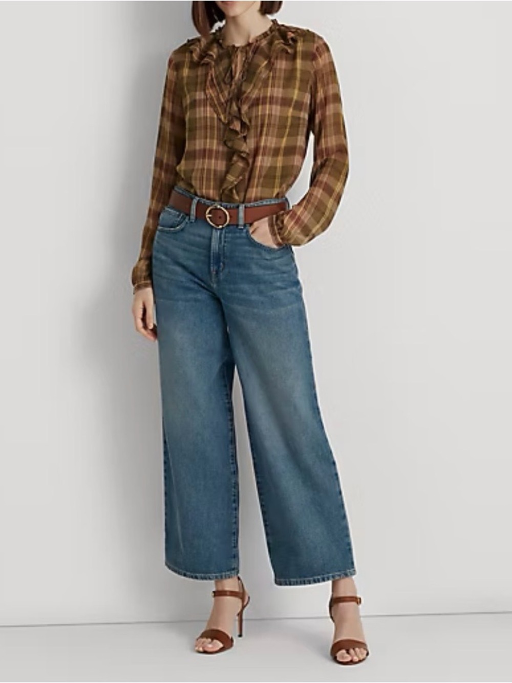 Lauren Ralph Lauren High Rise Wide Leg Palazzo Jeans Medium Wash Size 6